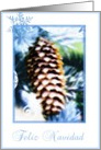 feliz navidad spanish merry christmas pine tree cone card