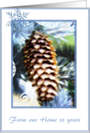 from our home to yours merry christmas pine tree cone card