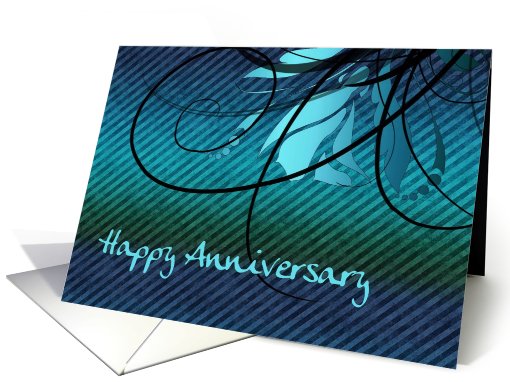 happy anniversary blue swirls employee card (498400)