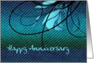 happy anniversary blue swirls employee card