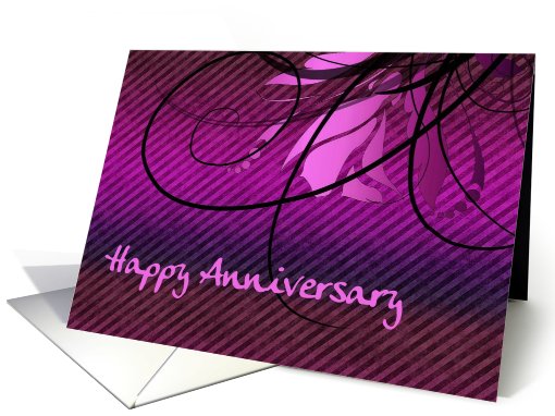 happy anniversary pink swirls employee card (498402)
