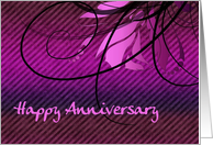 happy anniversary pink swirls employee card