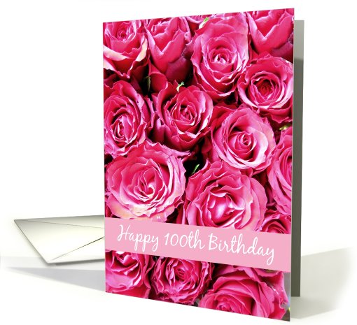 happy 100th birthday pink roses card (498408)