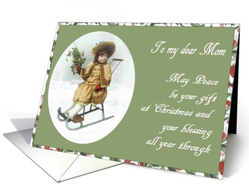 to my dear mom merry christmas sleigh card (499622)