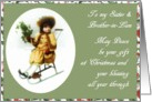 to my sister and brother-in-law merry christmas girl on sleigh holly card