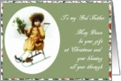 to my godfather merry christmas girl on sleigh holly card
