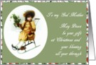 to my god mother merry christmas girl on sleigh holly card