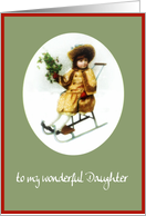 to my wonderful daughter merry christmas girl on sleigh holly card