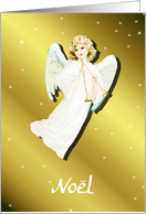 noel angel star gold snowflake pink card