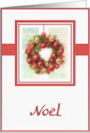 noel wreath ornament snowflake pink card