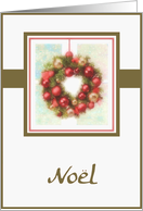 noel wreath ornament snowflake pink card