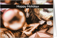 happy holidays ornaments moccha card