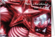 merry Christmas from all of us ornaments red card