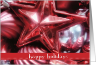happy holidays ornaments red card