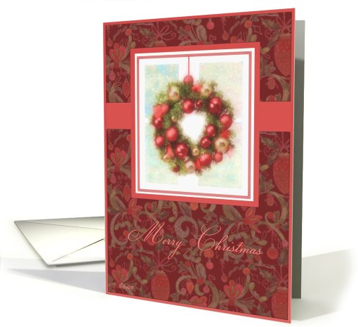 merry christmas wreath ornaments red elegant card (512766)