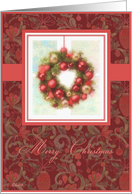 merry christmas wreath ornaments red elegant card
