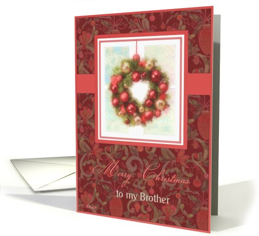 merry christmas to my brother wreath ornaments red card (513455)