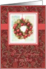 merry christmas to my dad wreath ornaments red card