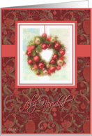 feliz navidad spanish merry christmas wreath ornaments red card