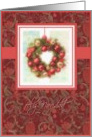 feliz navidad spanish merry christmas wreath ornaments red card