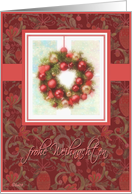 frohe Weihnachten German merry christmas wreath ornaments red card