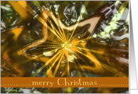 Merry Christmas, Shiny star ornament gold brown card