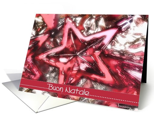 buon natale Italian merry christmas red shiny star ornament card