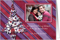 Christmas Photo Card Purple Stripes Christmas Tree card