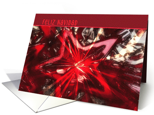 Feliz Navidad, Merry Christmas in Spanish, Red Glass Bauble card