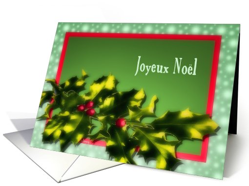joyeux noel French merry christmas bright holly berries card (523882)