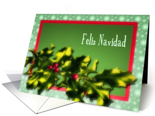 feliz navidad Spanish merry christmas bright holly berries card