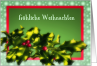 frhliche Weihnachten German merry christmas bright holly berries card