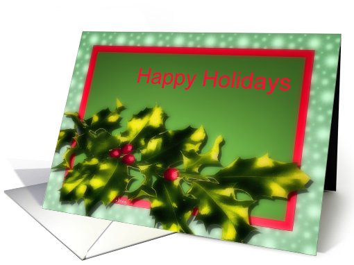 happy holidays christmas bright holly berries card (524133)