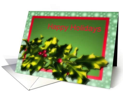 employee happy holidays business christmas bright holly berries card