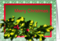 merry christmas employee business bright holly berries card