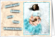 will you please be my Matron of Honor? pink turquoise girl card
