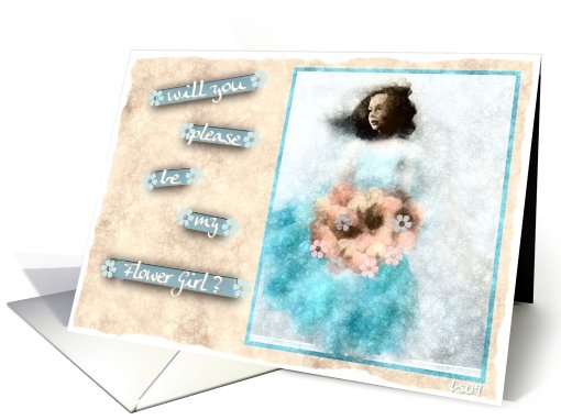 will you please be my Flower Girl? pink turquoise girl card (526077)