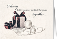 To my wife, I still remember our first Christmas together, Vintage card