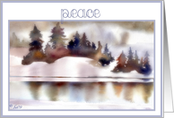 peace merry christmas snowscape watercolor card