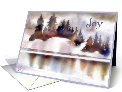 joy merry christmas snowscape watercolor card (531352)