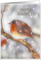 happy holidays robin snowflakes watercolor card