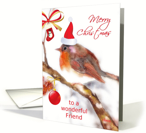 to a wonderful friend merry christmas robin stocking glass... (535134)