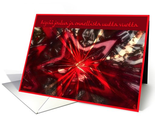 hyv joulua Finnish merry christmas robin star ornament card (538493)
