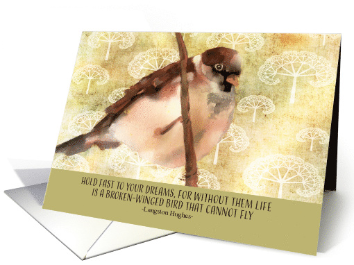 Motivational Business Card, Hold fast to your Dreams, Robin card