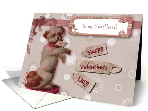 happy valentine's day to my sweetheart cute dog card (551477)