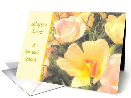to someone special happy easter yellow tulips pink roses card (552262)