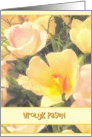 vrolijk pasen dutch happy easter yellow tulips pink roses card