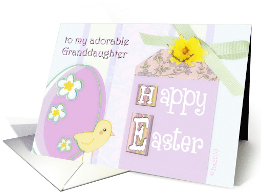 To my adorable Granddaughter, Happy Easter, Chick, Egg, Pastel card