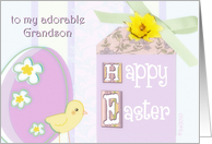 to my adorable grandson happy easter chick egg pastel card