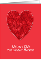 ich liebe dich von ganzem Herzen, German, I love you with all my heart card
